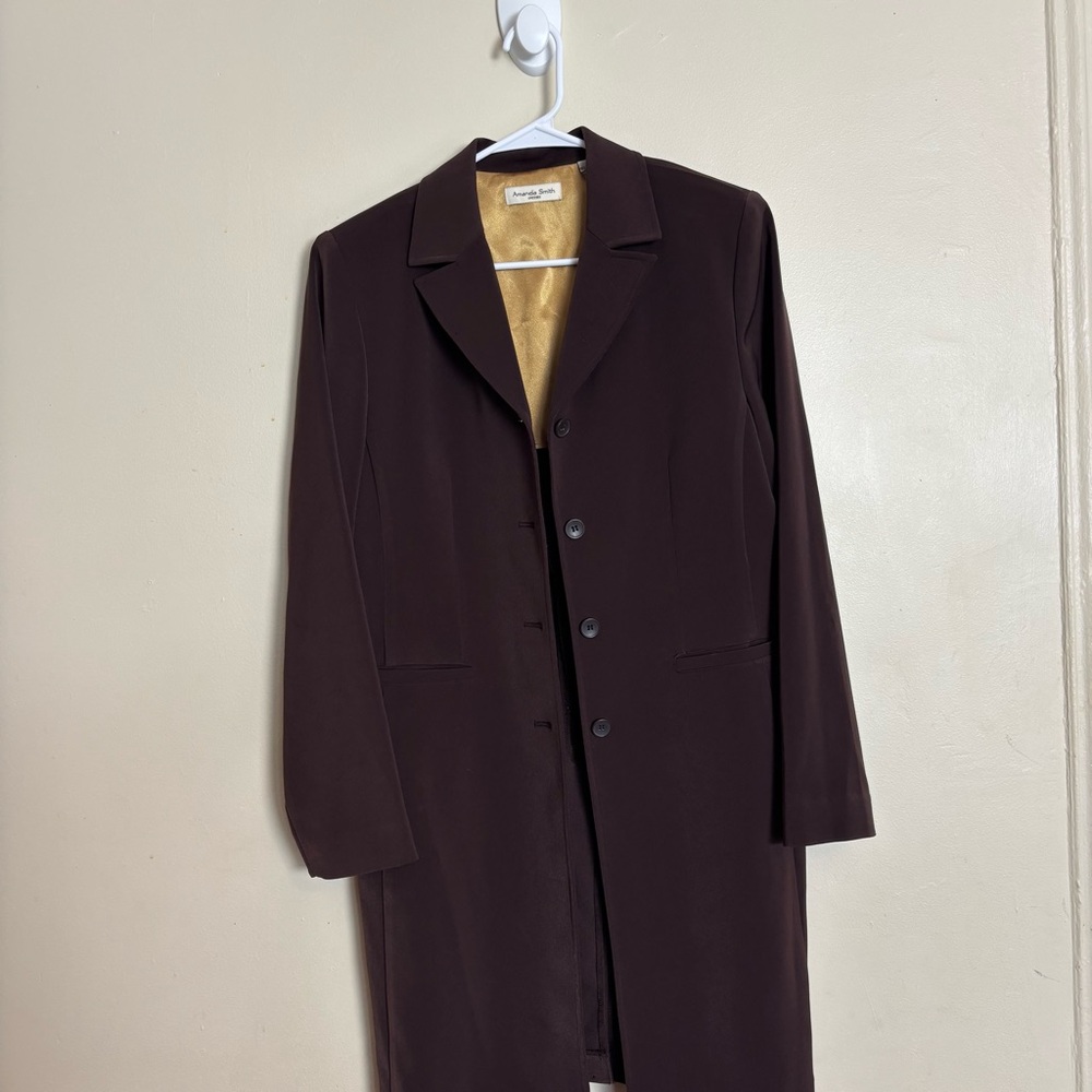 Amanda Smith  Mid Lenght Chocolate Brown Women Button-Down trench Jacket